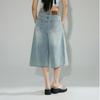 Fashion Summer Four Color Vintage High Waist Loose Wide Leg Straight Slimming Cropped Capri Denim Pants For Women Trendy Versatile AllMatch Design