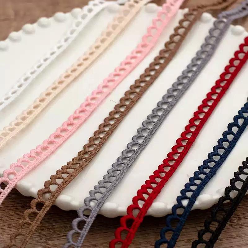 5 Yards White Black Hollow-Qut Lace Trim Embroidered Lace Fabric Ribbon Trimming Dress Costume Supplies DIY Craft 1CM Wide