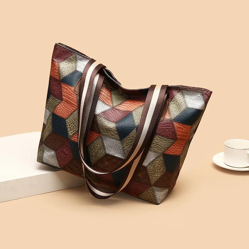 WTEMPO Retro Fashion Bestselling Soft Faux Leather Single Shoulder Bag High-end Versatile Women's Color-blocking Crossbody Tote Bags