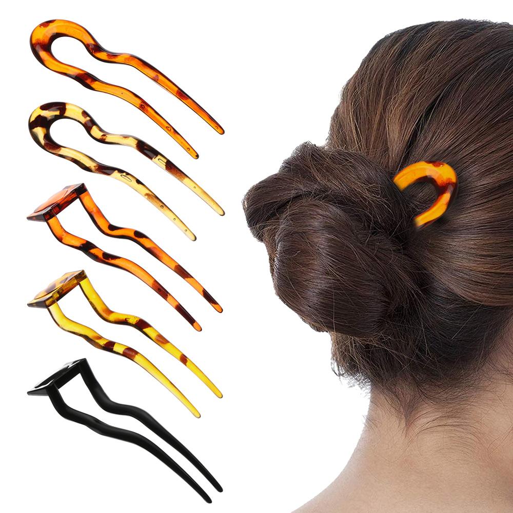 Retro Style U Shaped Hairpin Curved Hair Stick Shell Hair Pin Metal Hair Pin Fork Sticks Pins Women Girls Gift Hair Styling Tool
