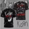Camiseta Gráfica Rock Korn Masculina Estampa 3D Homens Mulheres Tendência Hip Hop Manga Curta Y2k Top Streetwear Oversized Camiseta Cosplay