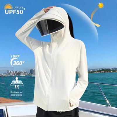 Women's UV Protection Ice Silk Sun Hoodie with Full Face and Neck Coverage