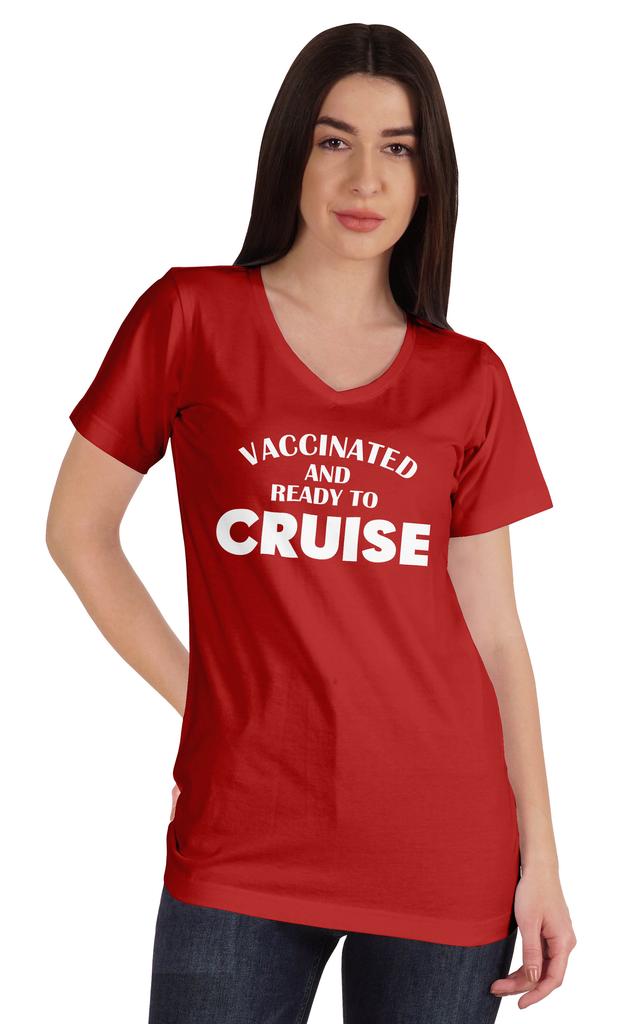 Inkmeso Vaccinated And Ready To Cruise Funny Pro-Vaccine Crew Neck T-shirt For