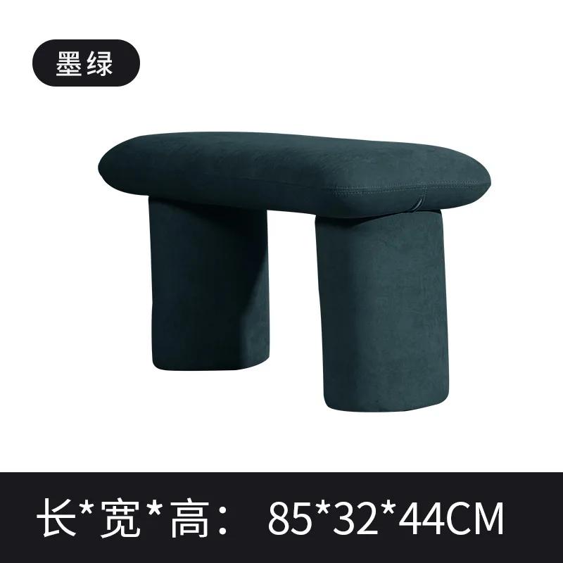 Скандинавские табуреты с мягкой подушкой дизайнерский длинный табурет мебель для гостиной креативный модный диван табурет легкий роскошный низкий табурет для отдыха зелёный 123976₽