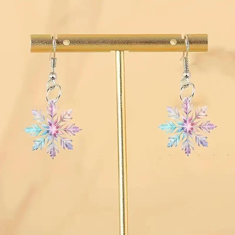 New Year's New Ice Cream Color Gradual Change Snowflake Acrylic Earrings 2025 Retro Literary Winter Atmosphere Earrings