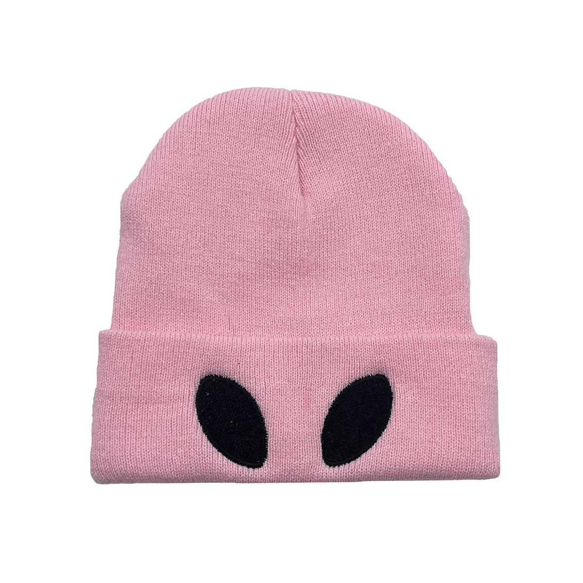 

Winter Hip-hop Beanies Hat for Men Big Eye Embroided Street Wear Punk Hat Knitted Bonnet Cap Fashionable Skulles Beanie Hat Male рожевий