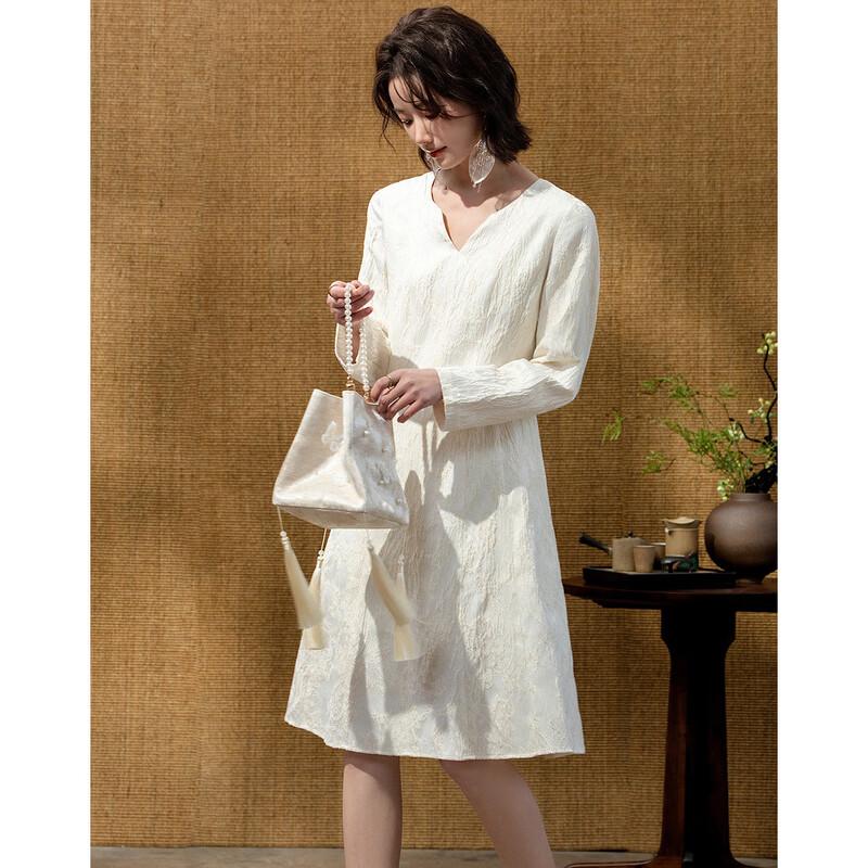 Demana New Chinese Style Embossed Jacquard A-Line Dress
