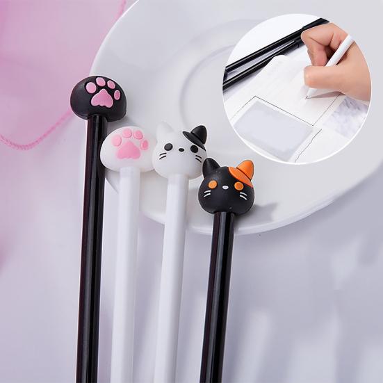 0.5mm Black Ink Cute Cat Head Paw Gel Ink Pen Stationery Office School Supplies
