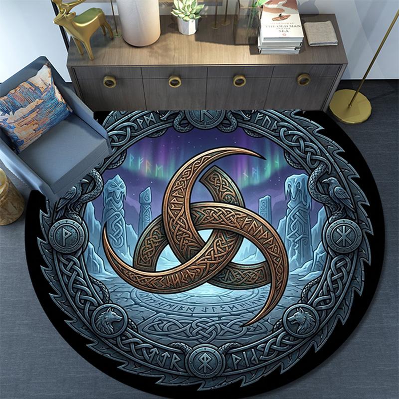 Symbolic Artwork Round Area Rug Under Office Chairs Bedroom Living Room Home Decor