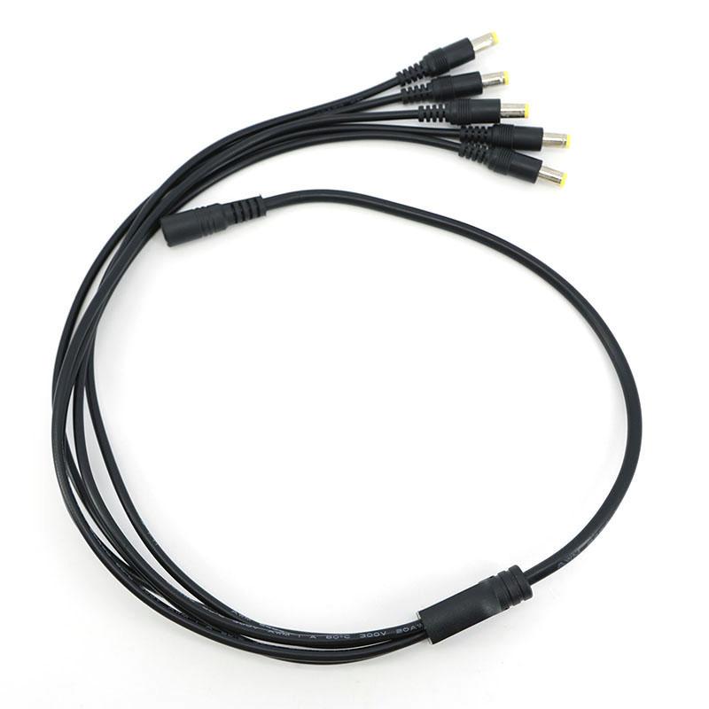5pcs 70cm long 1 female to 5 way Splitter male extend Cable 5.5*2.1mm to male 18awg branch 22awg 12V DC Power Supply Adapter