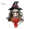Decorative Holiday Statue Halloween Long Tongue Witch Pumpkin Ornament, Spooky Gothic Desktop Resin Farmhouse Decor Figurine, Collectible Tabletop