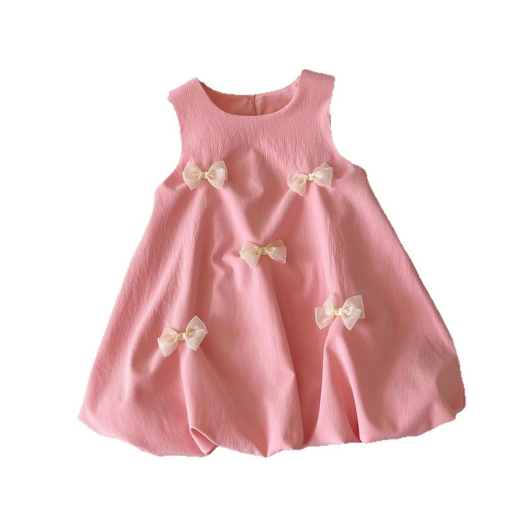 New Summer Korean Style Girls' Sleeveless Bow Flower Bud Skirt Dress