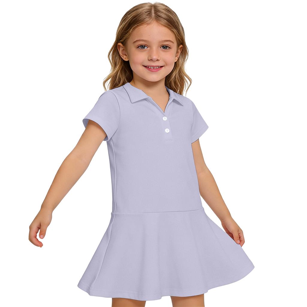 Kids' Dress - Short Sleeve Pocket Color Frock Kids' Collared Dress - Short Sleeve Pocket Frock