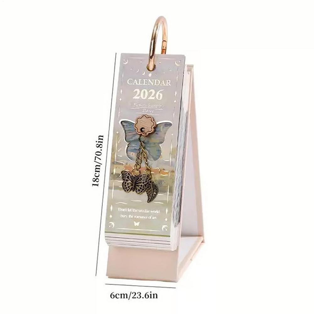 

2026 Mini Flip Calendar Table Calendar Retro European Style Oil Painting Calendar Office Supplies Elegant Gifts For Girlfriend
