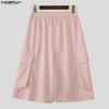INCERUN Summer Men Elastic Waist Pockets Casual Loose Shorts Pants Capri