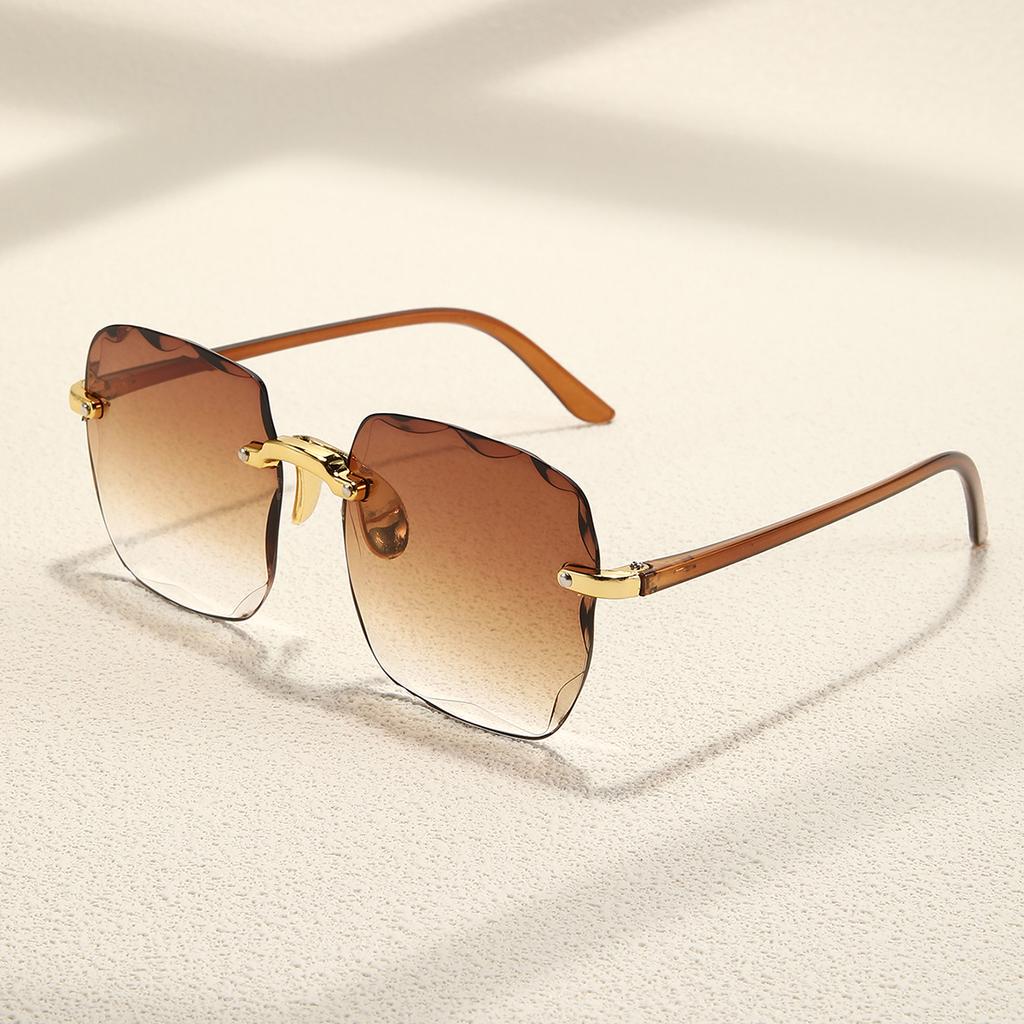 1PC Retro Frameless Trimmed Square Fashion Glasses Ladies Gradient Glasses Outdoor Travel Sunglasses