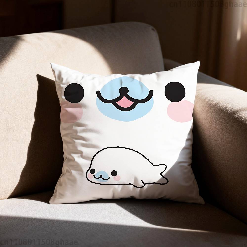 

PINK Kawaii MMamegoma Pillow Case Square DoubleSided Printing Short Plush Sofa Cushion Cover Bedroom Bedside Pillow 30cmx30cm