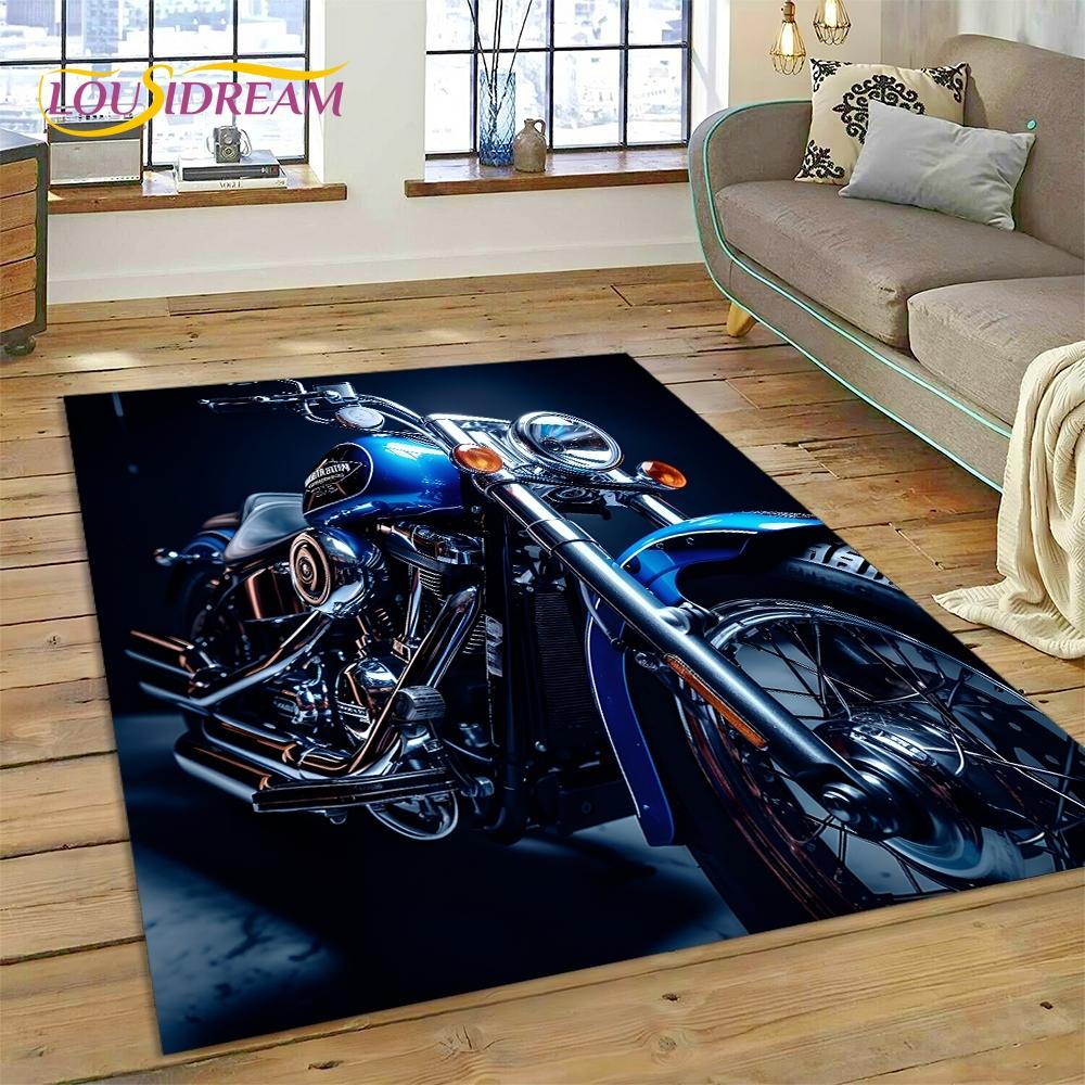 Motocross Modern retro Motorcycle Rug Carpet for Living Room Bedroom Home Decor,Floor Mat Non-slip Decoration for Sofa Doormat