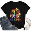 Pride Shirt Women Be Kind Sign Language Tshirt for Womens LGBT Gay Rainbow Tees Tops