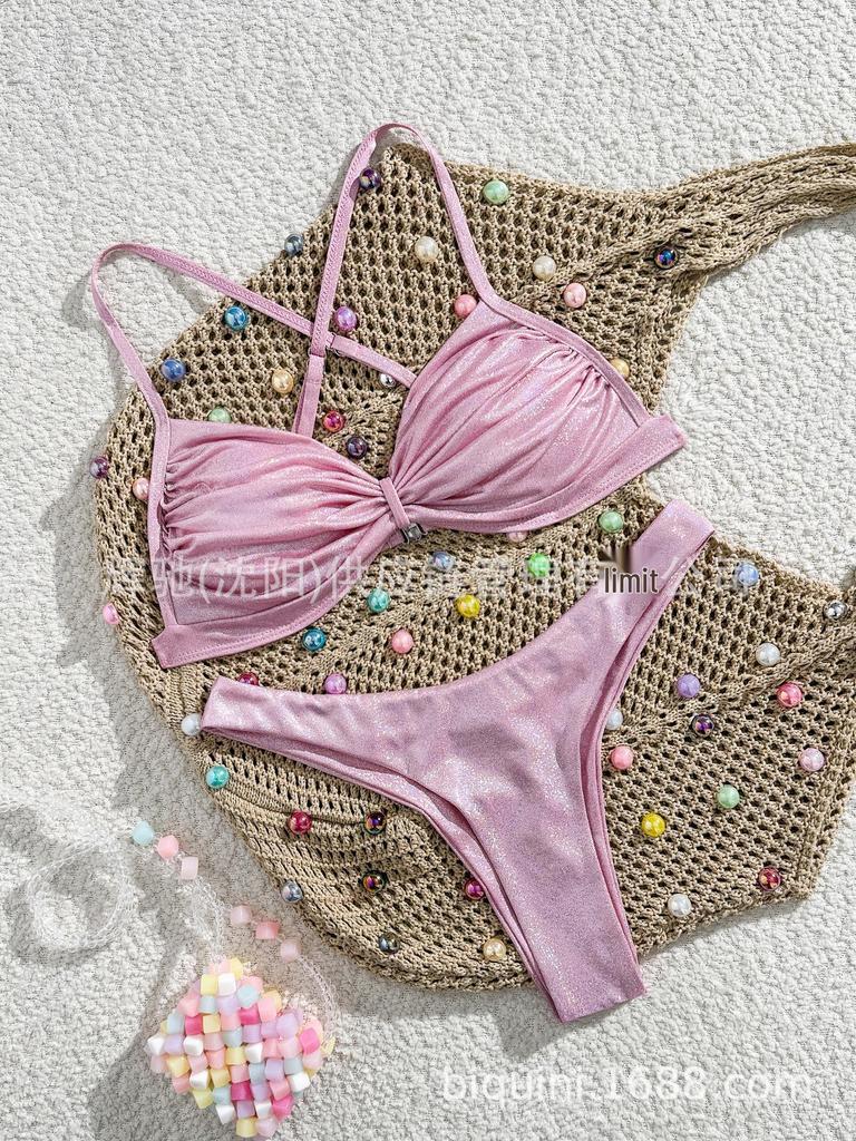 Shiny One-Piece Bandage Bikini - European & American Style Swimsuit