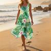 Sleeveless Floral Print Midi Dress for Women Asymmetrical Hem Casual Summer Sundress Lightweight Fabric Flowing Fit