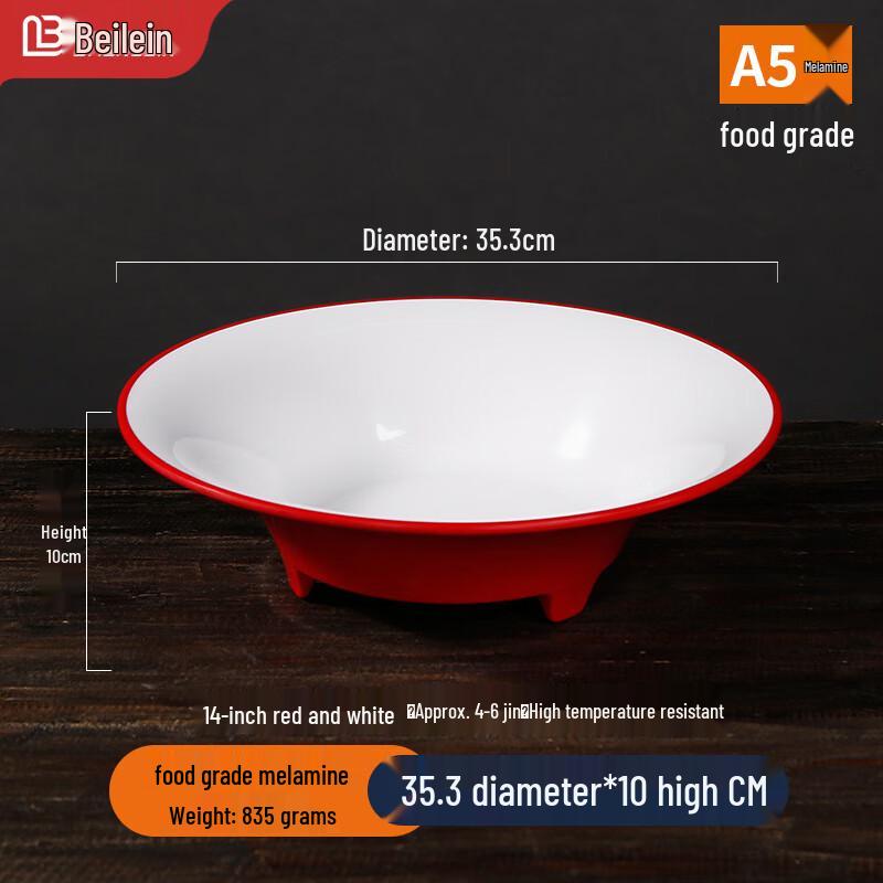 Beilian Commercial Melamine Round Deep Serving Plate
