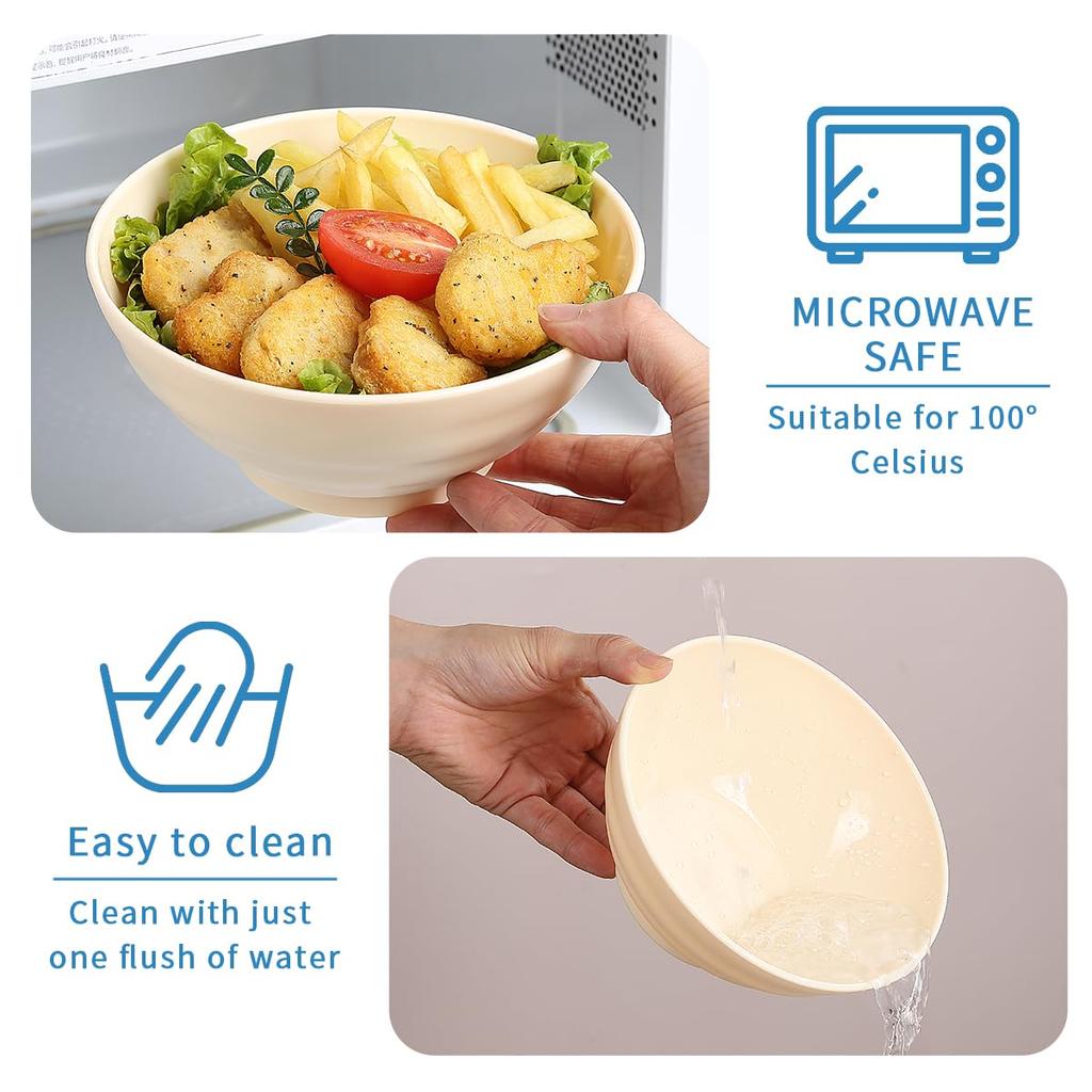 Evanda Bowls, Set of 8, Cheese White, Approx. 750ml Capacity, Unbreakable Dishes and Bowls, PP Plastic, Polypropylene, Perfect for Cereal, Salad,