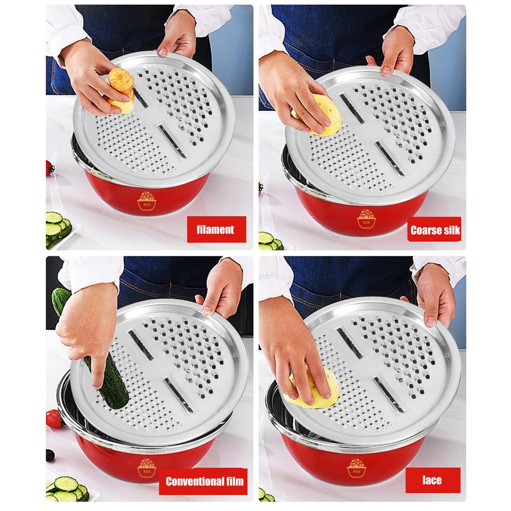 Practical Stainless Steel Basin with Drain Basket Efficient Kitchen Tool Set Suitable for Multifunctional Kitchen Use