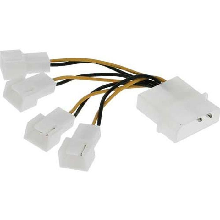 Câble adaptateur ventilateur - INLINE - 4x ventilateur 3 broches - à 5,25"