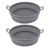 2 Pcs Silicone Air Cooker Pot With Handle Round Fryer Liner Tray Replacement for Kitchen Cooking Accessories 21cm Grey