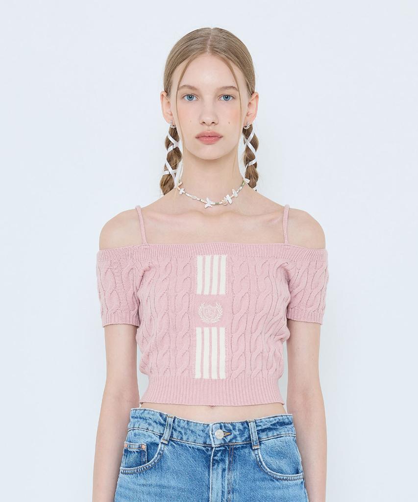 LARTIGENT L4 Cable Offshoulder Knit(Pink)
