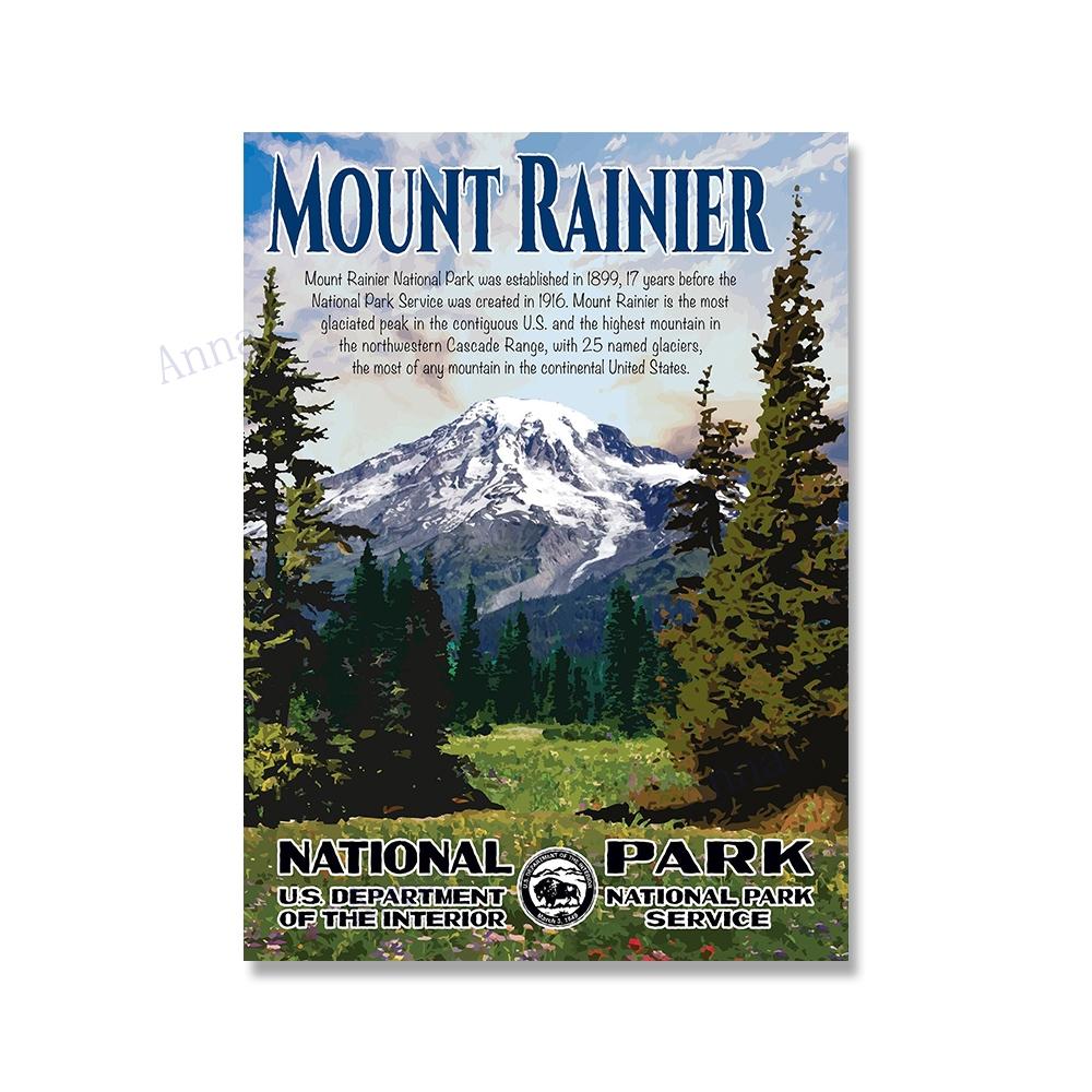 National Park Print Mountain Vintage Art Canvas Painting Travel Cities Posters Retro Landscape Wall Art Picture for Living Room
