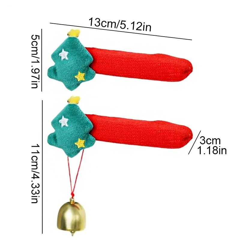 1PC Christmas Room Cloth Bell Door Handle Gloves Gift Cartoon Decoration Santa Claus Protective Cover Festival