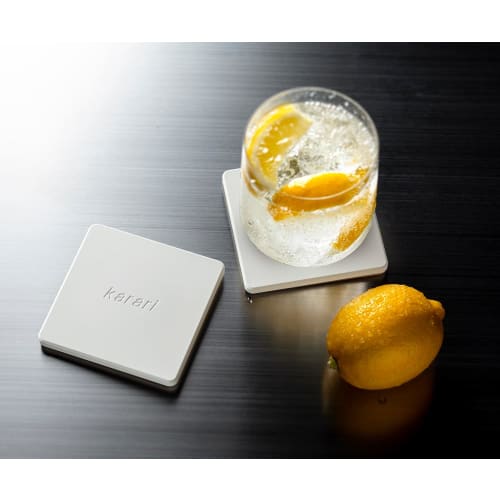 Anesti Porous Ceramic Coaster, approx. 8.5cm x 8.5cm, White, Karari, Square, Absorbent, Quick-Drying, HO2206
