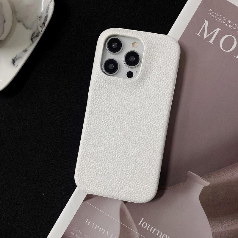 Half-wrapped Lychee Pattern, Suitable for Apple 15promax Phone Case, IPhone14 Anti-drop 13 Creative Women's Leather Case