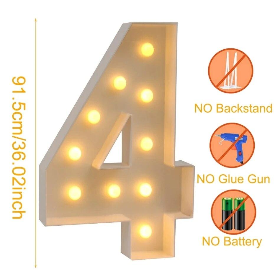 93CM Warm Light Giant Number 0-9 Frame Box Balloon Filling Box Wedding Chrismas Decoration 2025 Party Birthday Xmas Decor