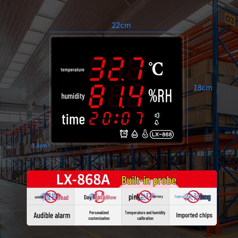

Светодиодный дисплей Термогигрометр с сигнализацией температуры и влажности - LX868