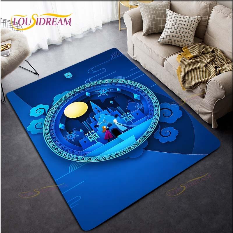 3D Printing Rug for Kitchen Doormat Bedroom Anime Frozen Carpets for Living Room Laundry Bathroom Non-slip Floor Mat