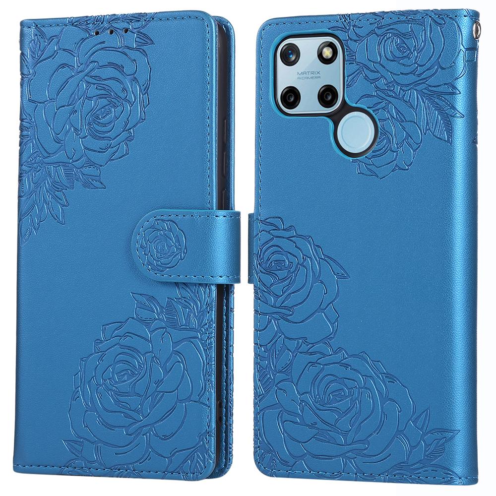 For Realme C21Y/C25Y Etui Roseblomst PU Lær Lommebok Telefondeksel med 3 Kortspor
