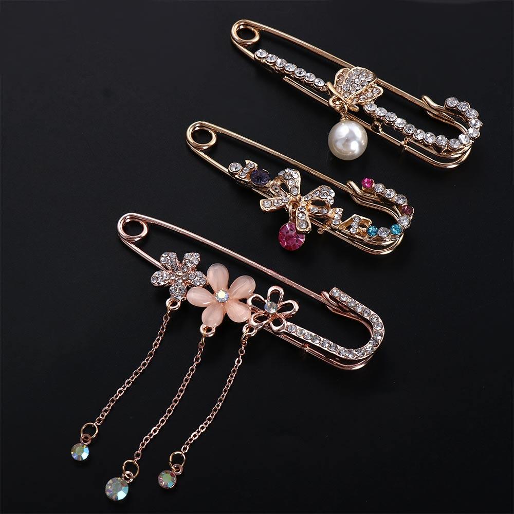 Elegant Butterfly Flower Enamel Zinc Zinc Alloy Bow Safety pin Brooches Pin Jewelry Corsage Accessories