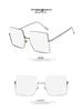 Metal Cut-Edge Semi-Rimless Oversized Square Sunglasses - 2021 Retro Style for Women's Round Faces, Celebrity-Favored.
