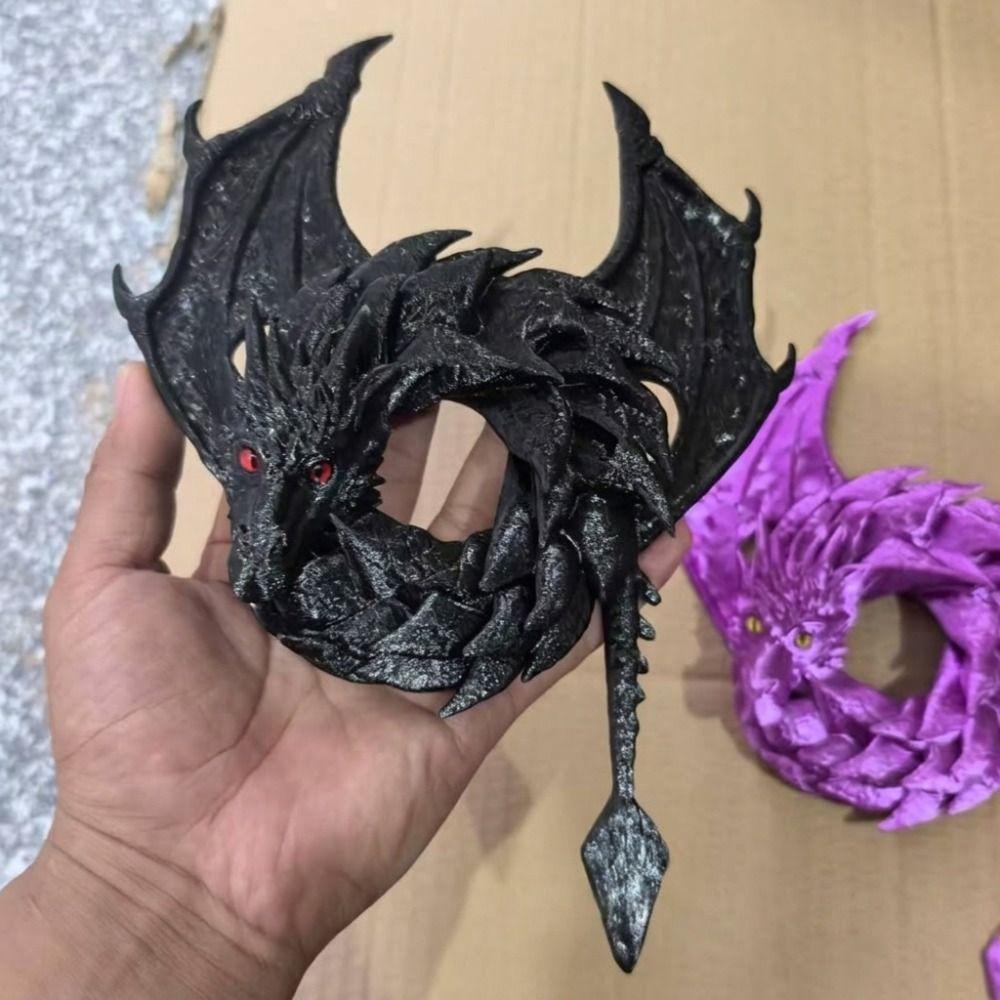Gothic Fantasy Dragon Wreath Ornament Dark Style Dark Flying Dragon Sculpture Bedroom