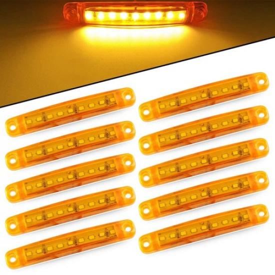 10Pcs Amber Oval LED Side Clearance Marker Lights 2.5  For Car Truck Trailer RV
