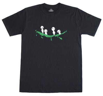 Kodama Auf Baum Japanische Baumgeister Herren Locker Geschnittenes Baumwoll-T-Shirt