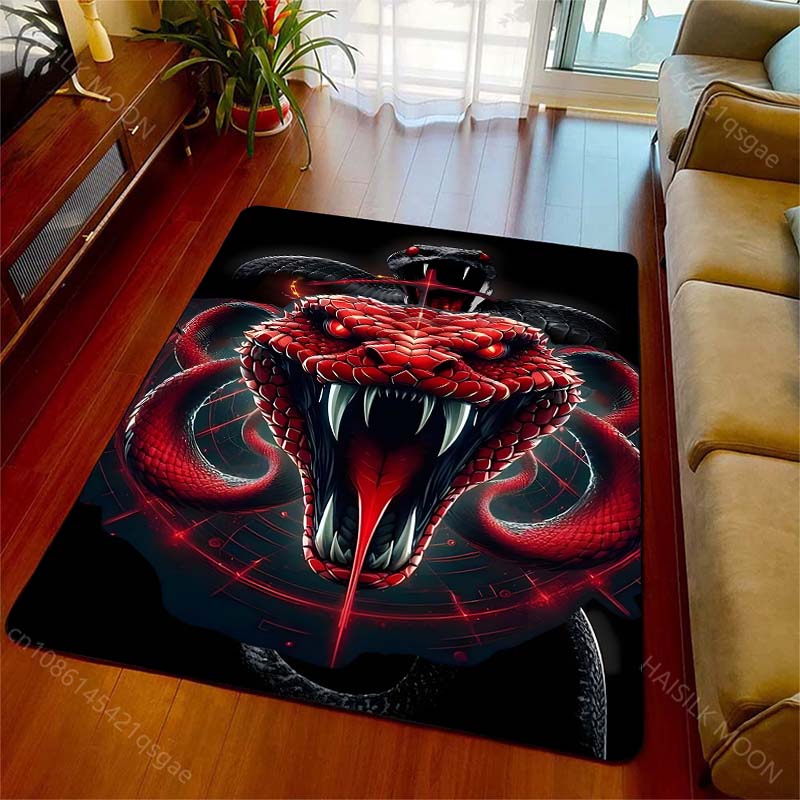 1PC Red and black snake design Print Carpet Rug for Living Room Bedroom Sofa Doormat Home Decor Non-slip Floor Mat