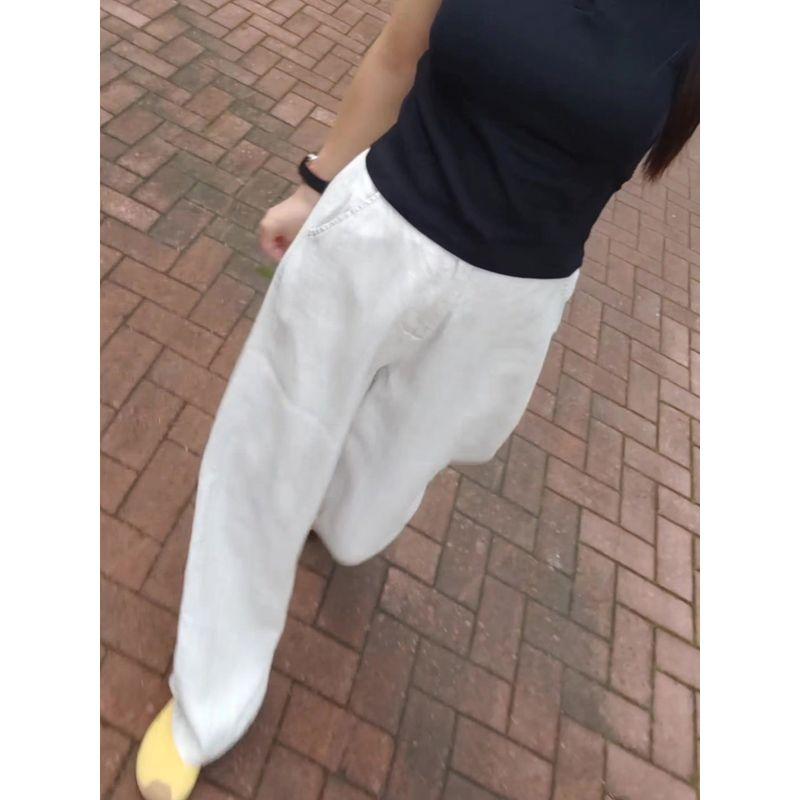 Cream-Colored Wide-Leg Pants for Women, 2026 Summer New High-Waisted, Drapey, Slimming, Relaxed, Versatile Casual Pants
