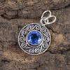 Ciondolo fatto a mano con pietra preziosa tanzanite, ciondolo in argento sterling massiccio 925, gioielli antichi, ciondolo per regalo di fidanzamento