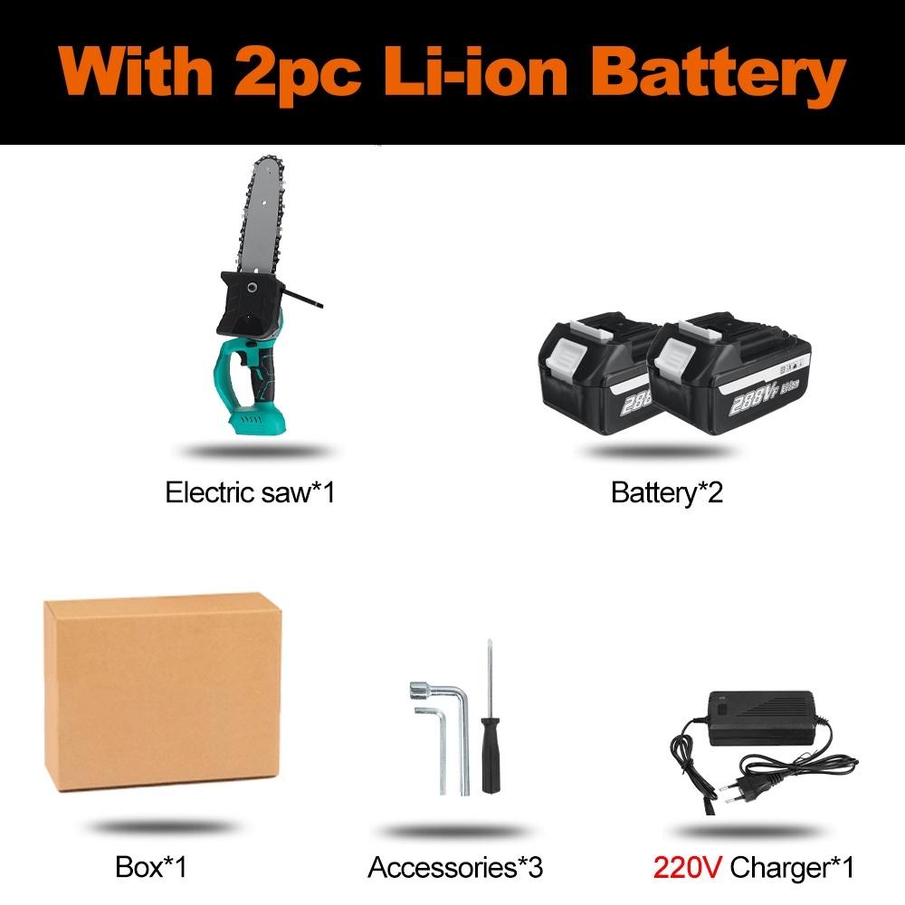 288VF 8 Inches Rechargeable Brushless Electric Saw Chainsaw Wood Cutter Garden Woodworking Power Tools For 18V Battery