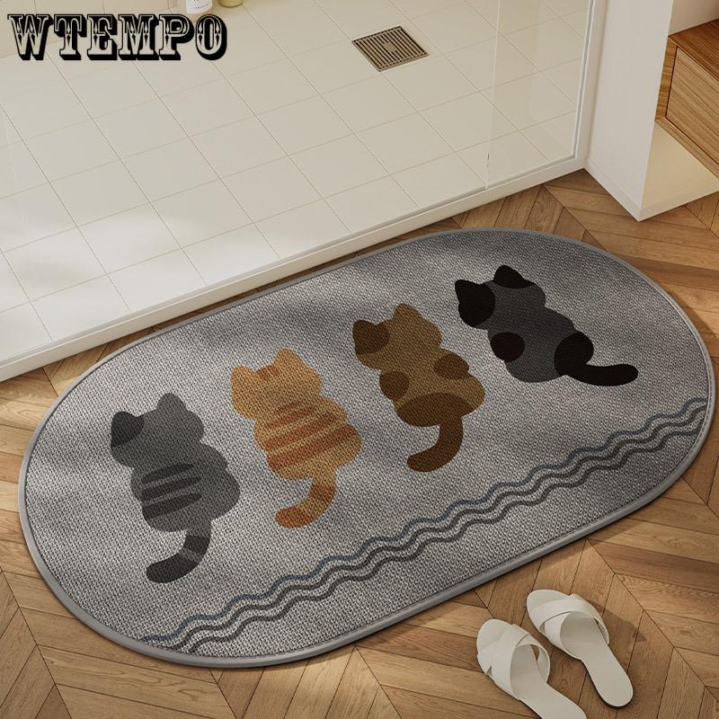 Cartoon Floor Mat Bathroom Water Absorbing Quick Drying Foot Mat Dirt Resistant and Easy To Maintain Carpet