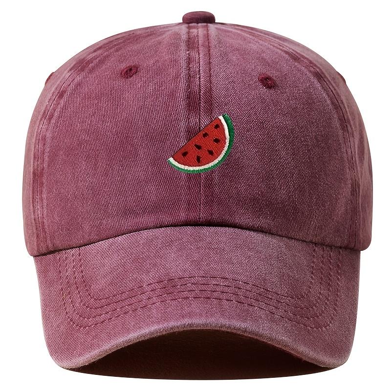 Four Season Baseball Cap with Watermelon Print Pattern for Both Men and Women, Adjustable Duckbill Cap for Outdoor Hiking